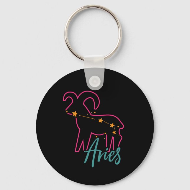 Aries Zodiac Stjärntecken Astrology Birthday Gift Nyckelring (Framsida)