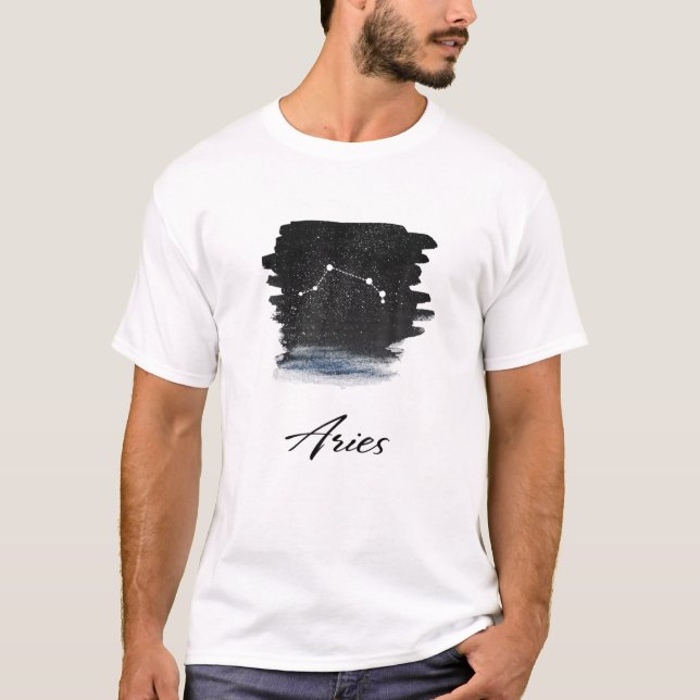 Aries Zodiac Stjärntecken Constellation and Astrol T Shirt (Framsida)