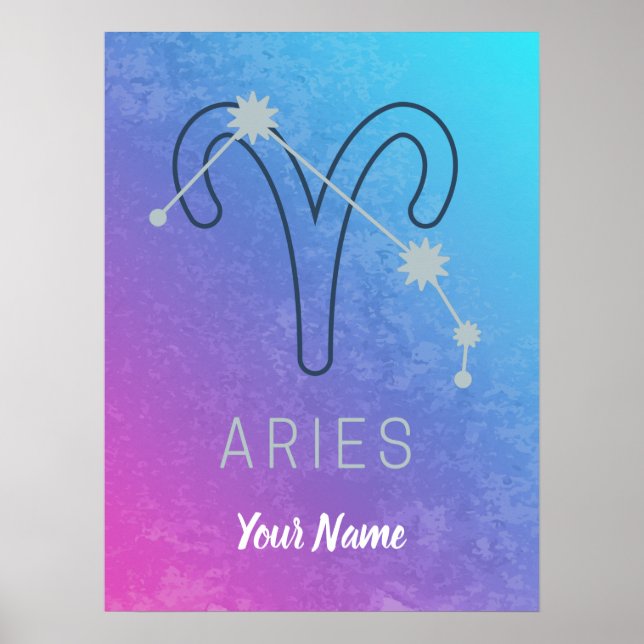 Aries Zodiac Stjärntecken Horoscope Constellation Poster (Framsidan)