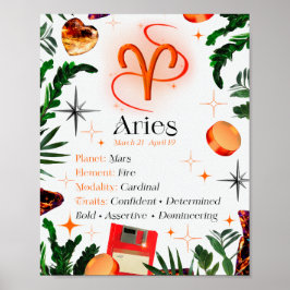Aries Zodiac-Stjärntecken Y2K Vit 4:5 Poster