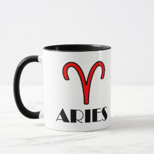 Aries Zodiac Symbol 11 oz. com Designer Mugg in Re