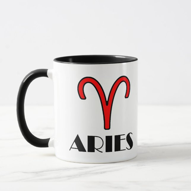 Aries Zodiac Symbol 11 oz. com Designer Mugg in Re (Vänster)