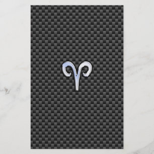 Aries Zodiac Symbol Black Carbon Fiber Decor Brevpapper