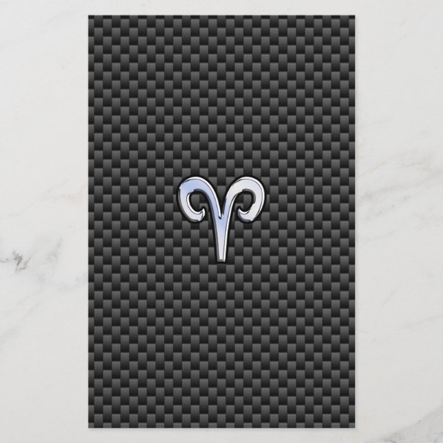 Aries Zodiac Symbol Black Carbon Fiber Decor Brevpapper (Framsida)