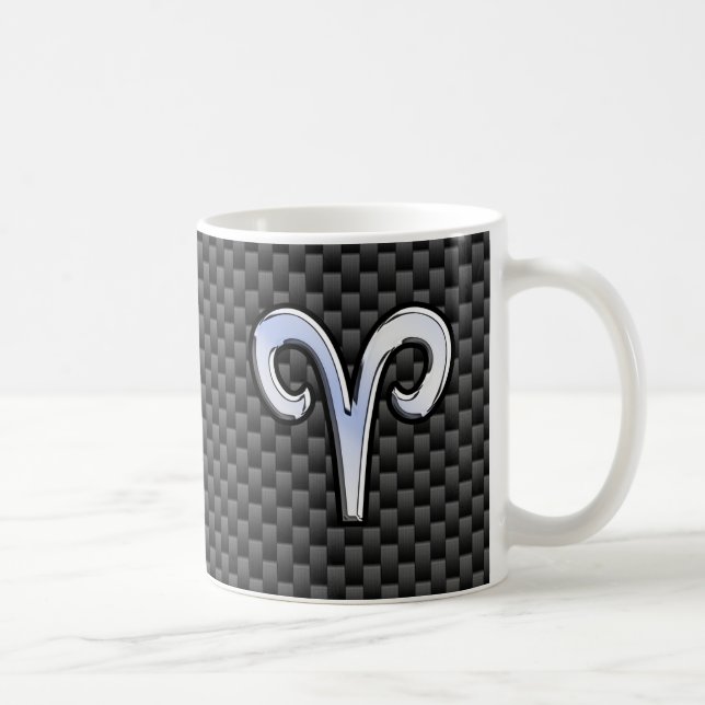 Aries Zodiac Symbol Black Carbon Fiber Decor Kaffemugg (Höger)