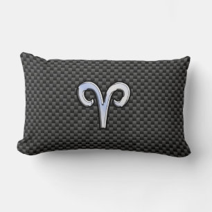 Aries Zodiac Symbol Black Carbon Fiber Decor Lumbarkudde