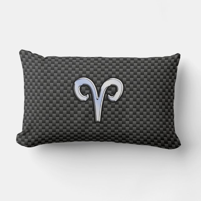 Aries Zodiac Symbol Black Carbon Fiber Decor Lumbarkudde (Framsida)