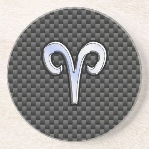 Aries Zodiac Symbol Black Carbon Fiber Decor Underlägg