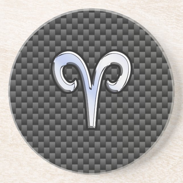 Aries Zodiac Symbol Black Carbon Fiber Decor Underlägg (Framsidan)