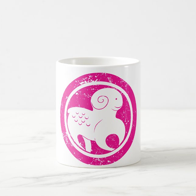 Aries Zodiac Symbol Grunge Rosa Ram Astrology Kaffemugg (Skapare uppladdad)