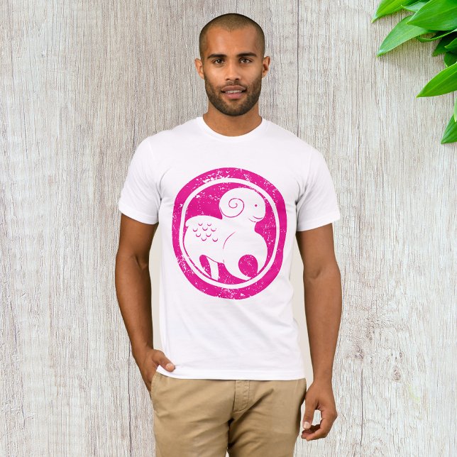 Aries Zodiac Symbol Grunge Rosa Ram Astrology T Shirt (Skapare uppladdad)