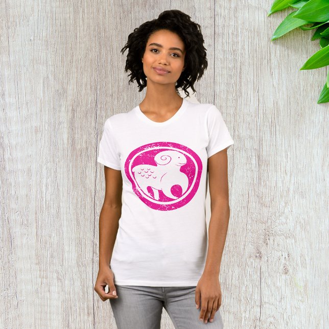 Aries Zodiac Symbol Grunge Rosa Ram Astrology T Shirt (Skapare uppladdad)