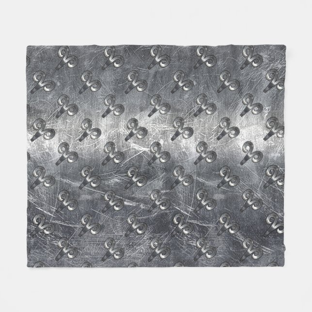 Aries Zodiac Symbol i Grunge Distress Stil Fleecefilt (Framsidan (Horisontell))