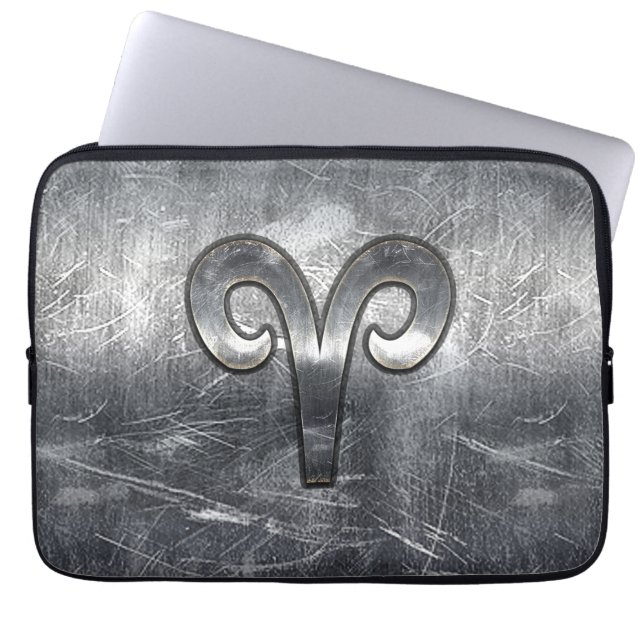 Aries Zodiac Symbol i Grunge Distress Stil Laptop Fodral (Framsidan)