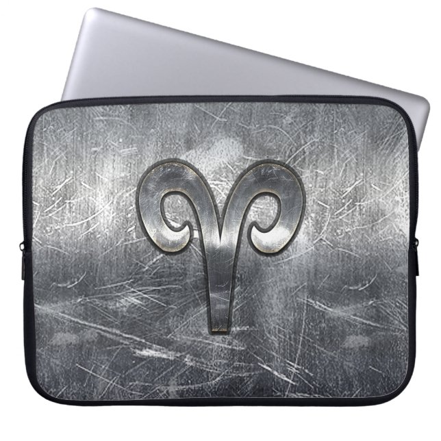 Aries Zodiac Symbol i Grunge Distress Stil Laptop Sleeve (Framsidan)