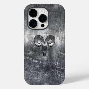 Aries Zodiac Symbol i Silver Distress Stil