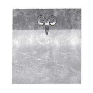 Aries Zodiac Symbol i Silver Steel Stil Anteckningsblock