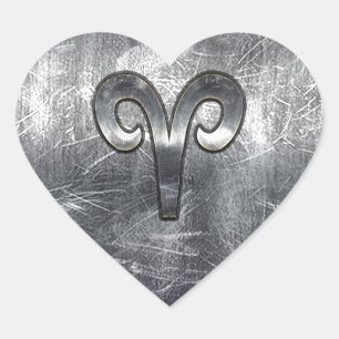Aries Zodiac Symbol Industrial Stil Hjärtformat Klistermärke