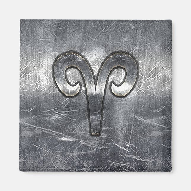 Aries Zodiac Symbol Industrial Stil Magnet (Framsidan)