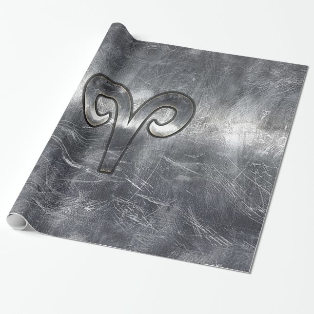 Aries Zodiac Symbol Industrial Stil Presentpapper (Utrullad)