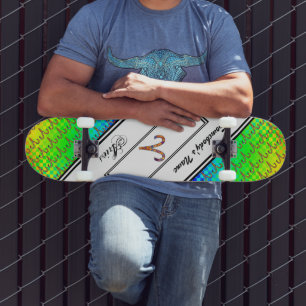 Aries Zodiac Symbol Inslag av Kenneth Yoncich Old School Skateboard Bräda 21,6 Cm