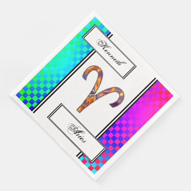 Aries Zodiac Symbol Inslag av Kenneth Yoncich Pappersservett (Hörn)