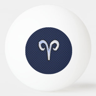 Aries Zodiac Symbol Navy Blue Carbon Fiber Stil Pingisboll