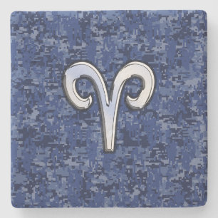 Aries Zodiac-symbol på marinblå digitalkamera Stenunderlägg