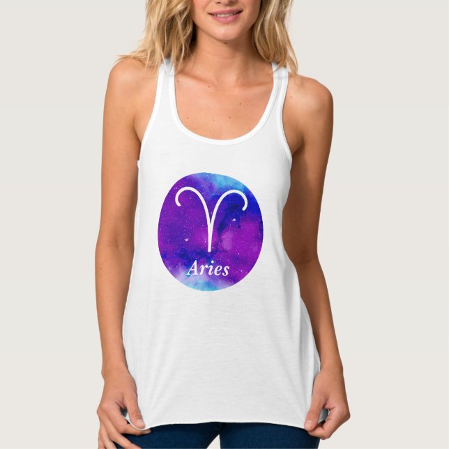 Aries Zodiac Symbol Space Nebula Linne Med Racerback (Framsida)