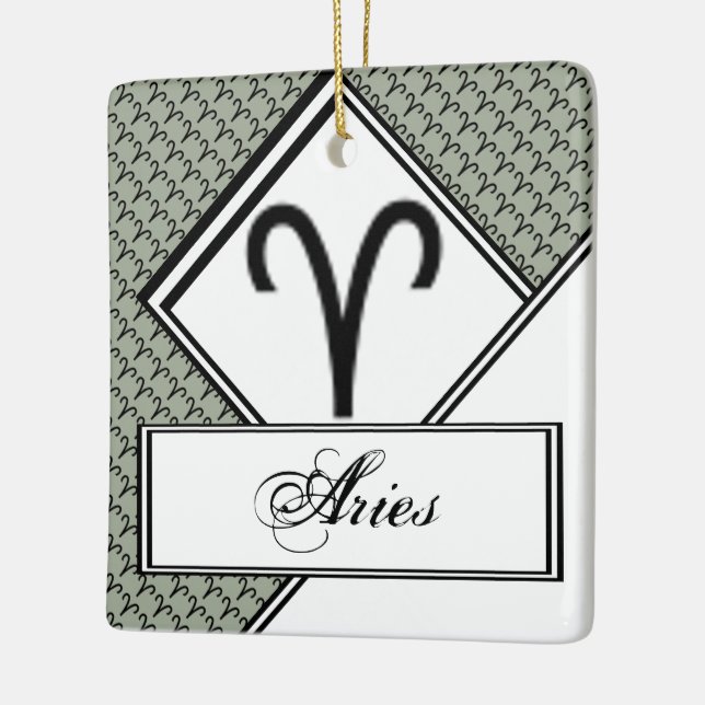Aries Zodiac Symbol Standard av Kenneth Yoncich Julgransprydnad Keramik (Vänster)