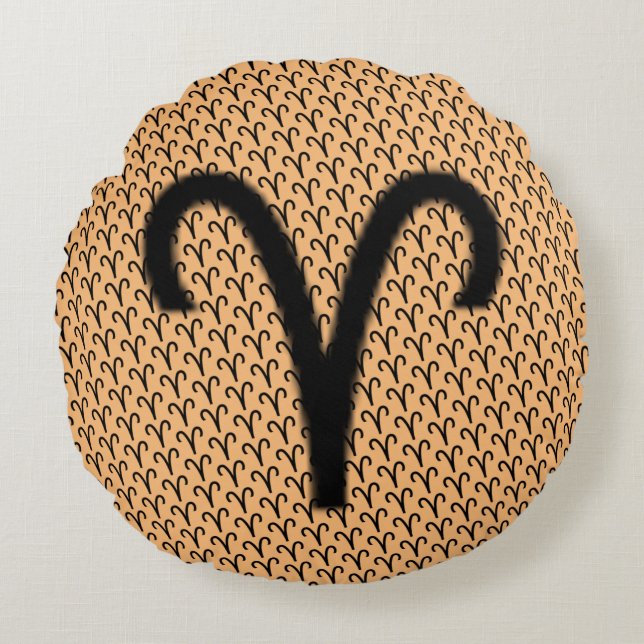 Aries Zodiac Symbol Standard av Kenneth Yoncich Rund Kudde (Framsidan)