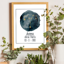 Aries Zodiac-tecken: Anpassat namn och födelsedag Poster