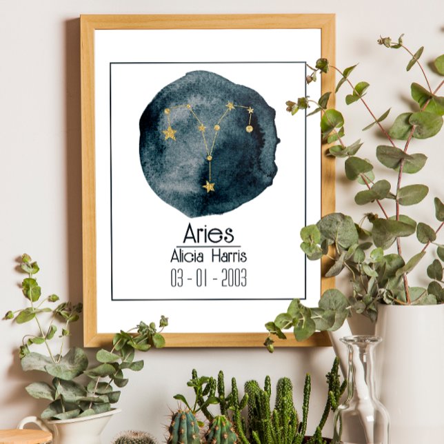 Aries Zodiac-tecken: Anpassat namn och födelsedag Poster (Skapare uppladdad)