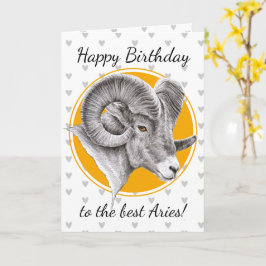 Aries Zodiac-tecken Bighorn Ram Animal art Birthda Kort