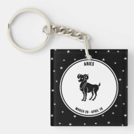 Aries Zodiac-tecken, Black & White Keychain