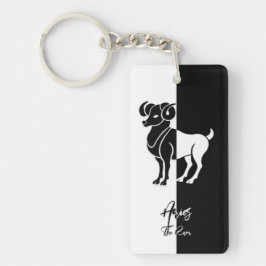 Aries Zodiac-tecken, Black & White Keychain