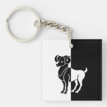 Aries Zodiac-tecken, Black & White Keychain