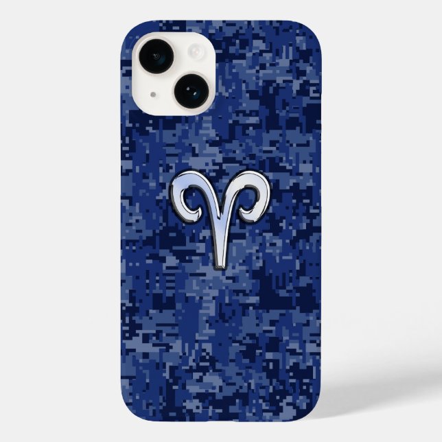 Aries Zodiac-tecken på marinblå Camo (Baksida)