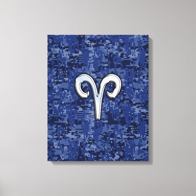 Aries Zodiac-tecken på marinblå digitalkamera Canvastryck (Framsida)
