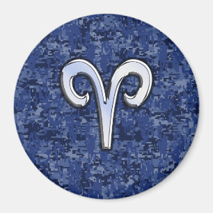 Aries Zodiac-tecken på marinblå digitalkamera Magnet