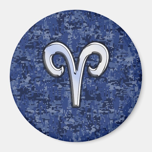 Aries Zodiac-tecken på marinblå digitalkamera Magnet (Framsidan)