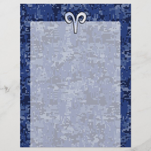 Aries Zodiac-tecken på Navy Blue Digital Camo Deco (Framsida)