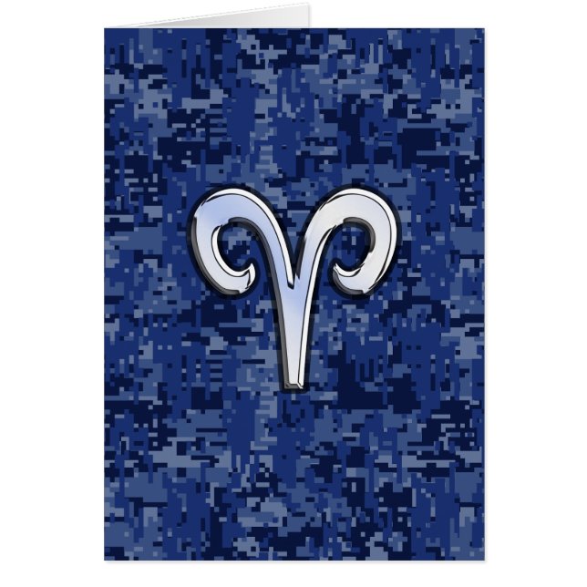 Aries Zodiac-tecken på Navy Blue Digital Camo Deco Hälsningskort (Framsidan)