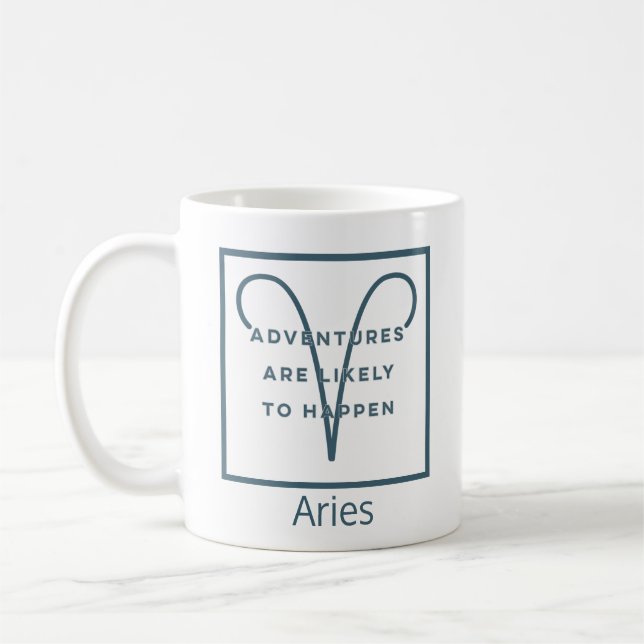 Aries Zodiac-tecken Roligt Quote in Blue and White Kaffemugg (Vänster)