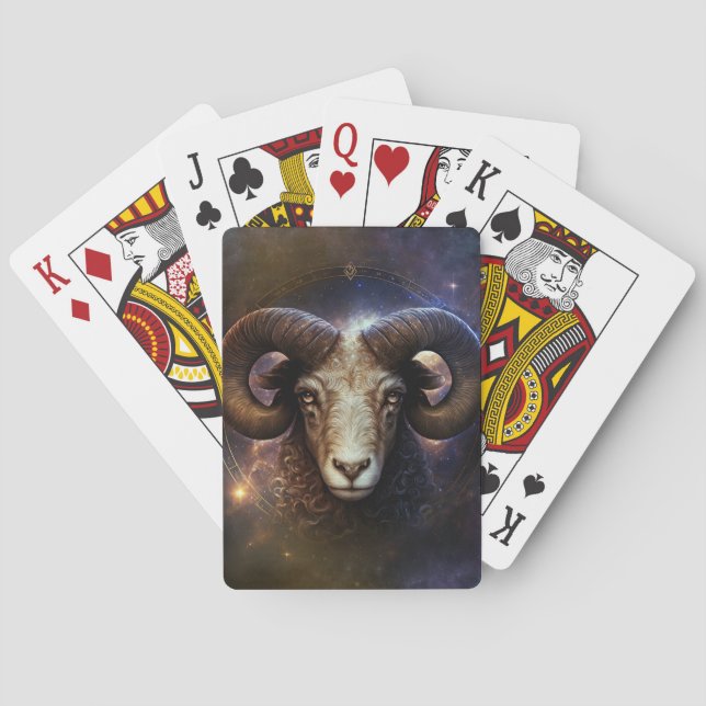 Aries Zodiac-tecken Vattenfärgsdesign Casinokort (Baksidan)
