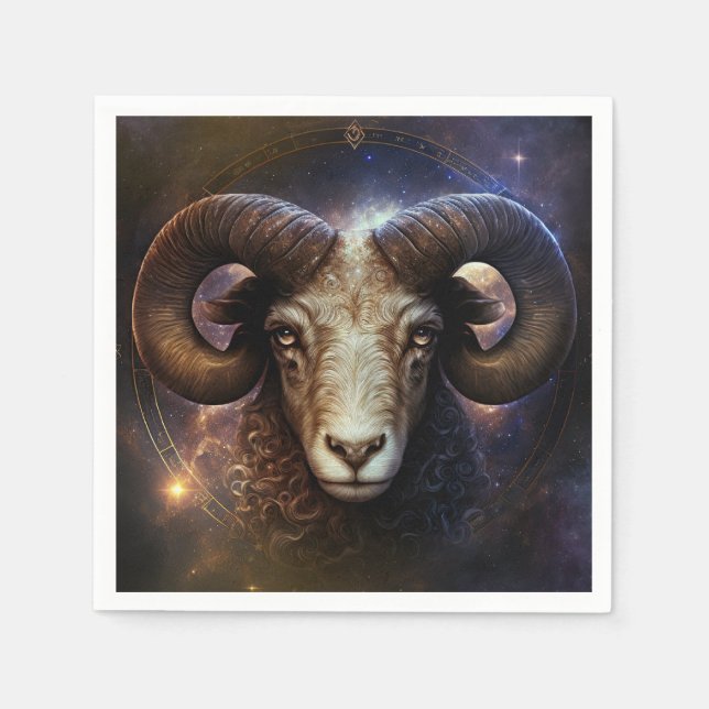 Aries Zodiac-tecken Vattenfärgsdesign Pappersservett (Framsidan)