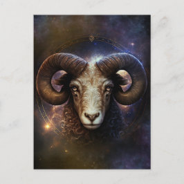 Aries Zodiac-tecken Vattenfärgsdesign Vykort