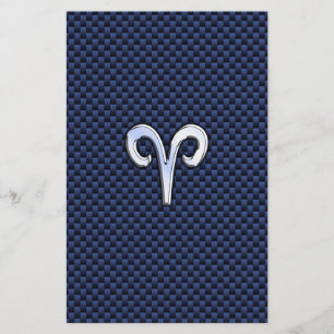Aries Zodiac-tecken vid utskrift av marin blå kolf Flygblad