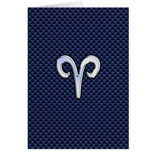 Aries Zodiac-tecken vid utskrift av marin blå kolf Hälsningskort (Framsidan)