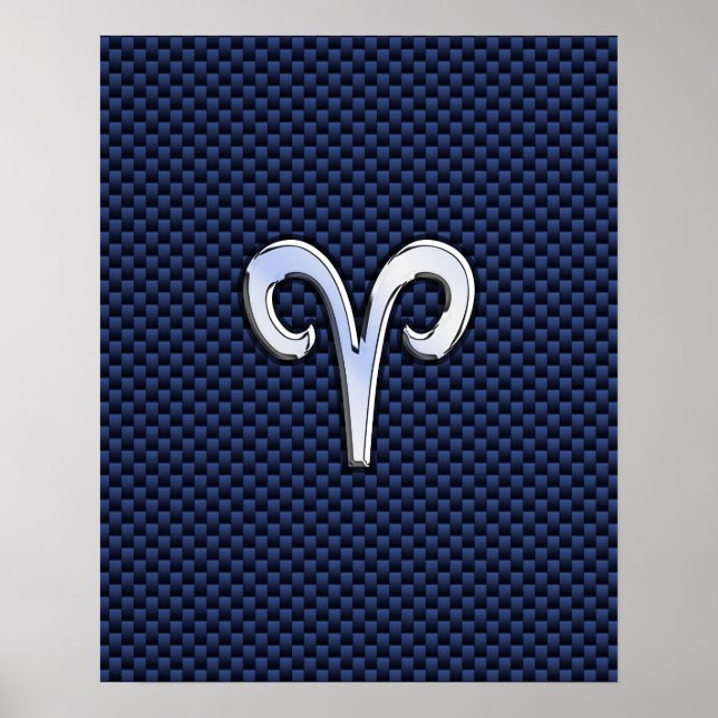 Aries Zodiac-tecken vid utskrift av marin blå kolf Poster (Framsidan)